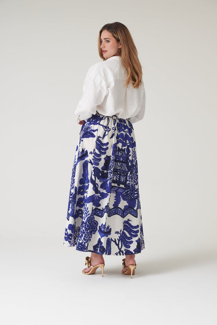 Giant Willow Blue A - line Maxi Skirt - One Hundred Stars