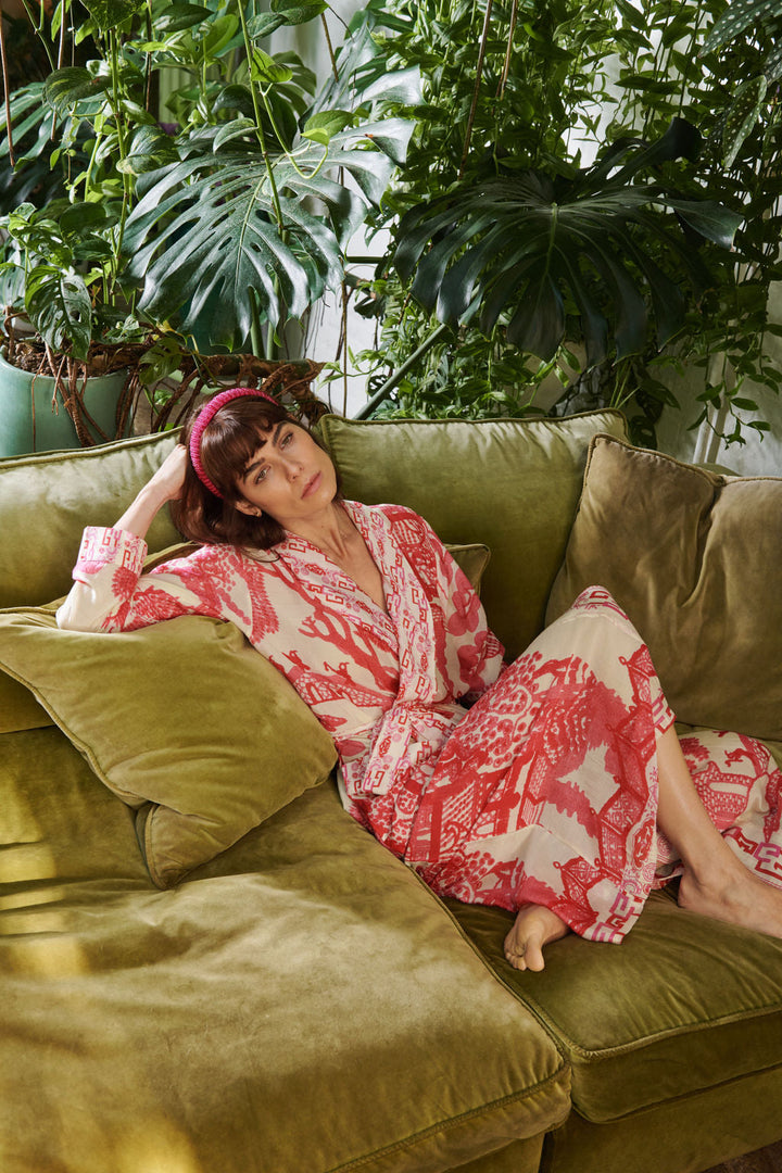 Giant willow pattern dressing gown by One Hundred Stars in Fuscia Pink