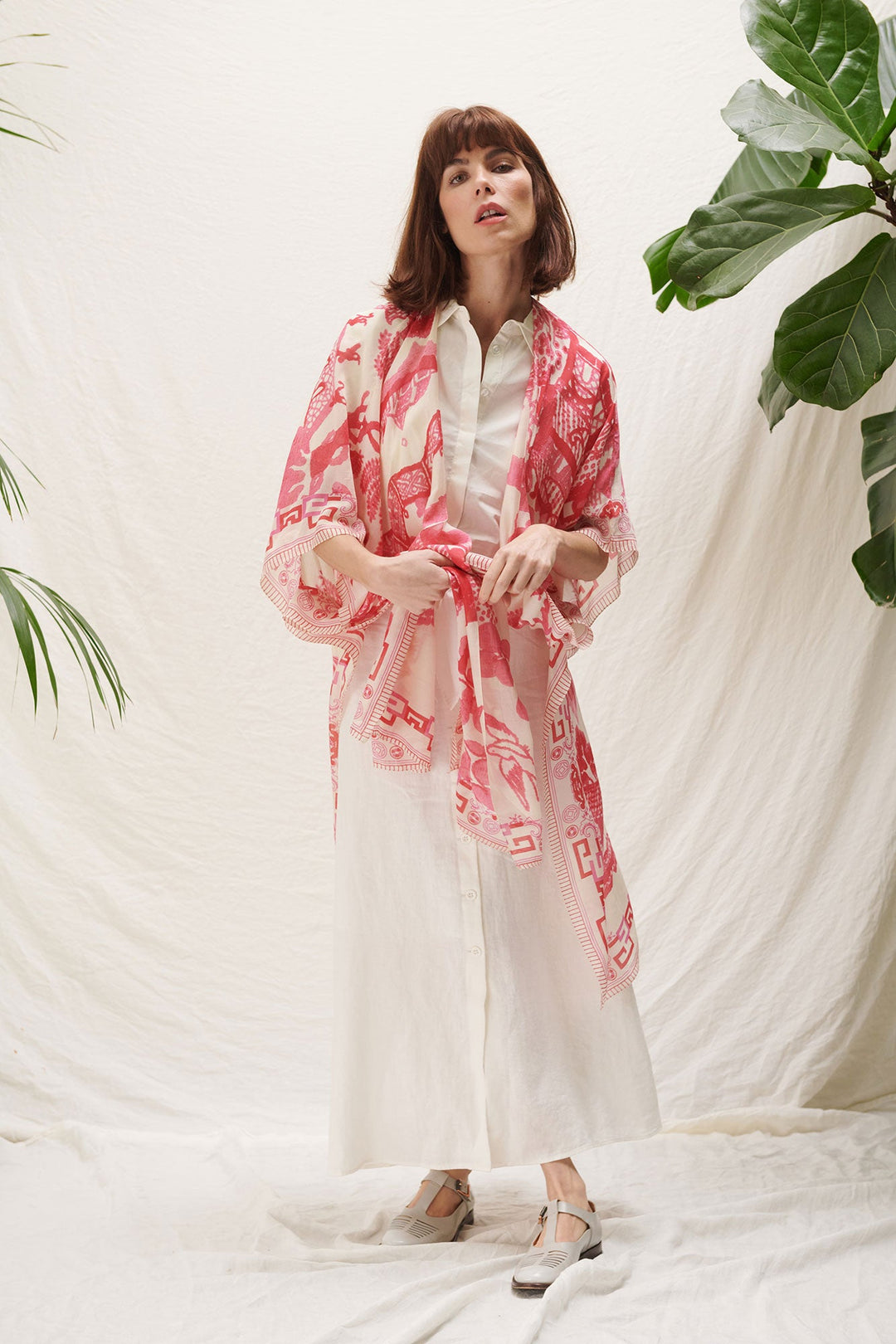 one hundred stars pink and white summer cover up wrap