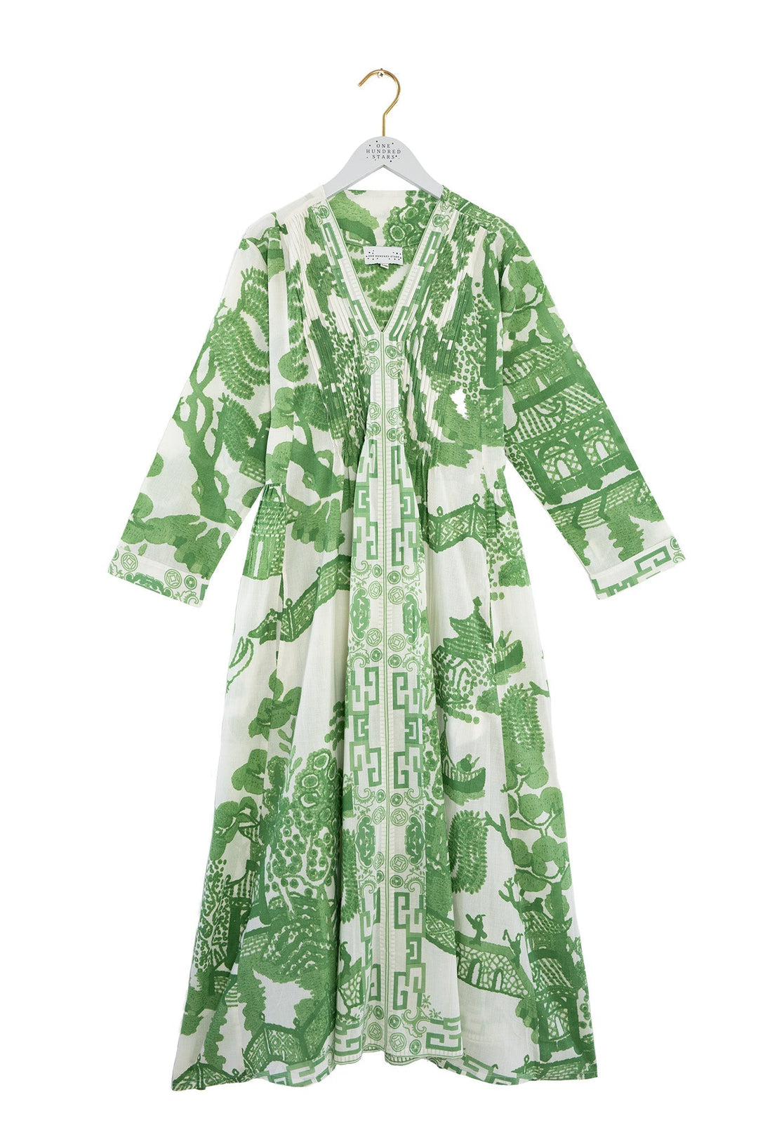 slate and willow pleated dress Floral Wrap Gown