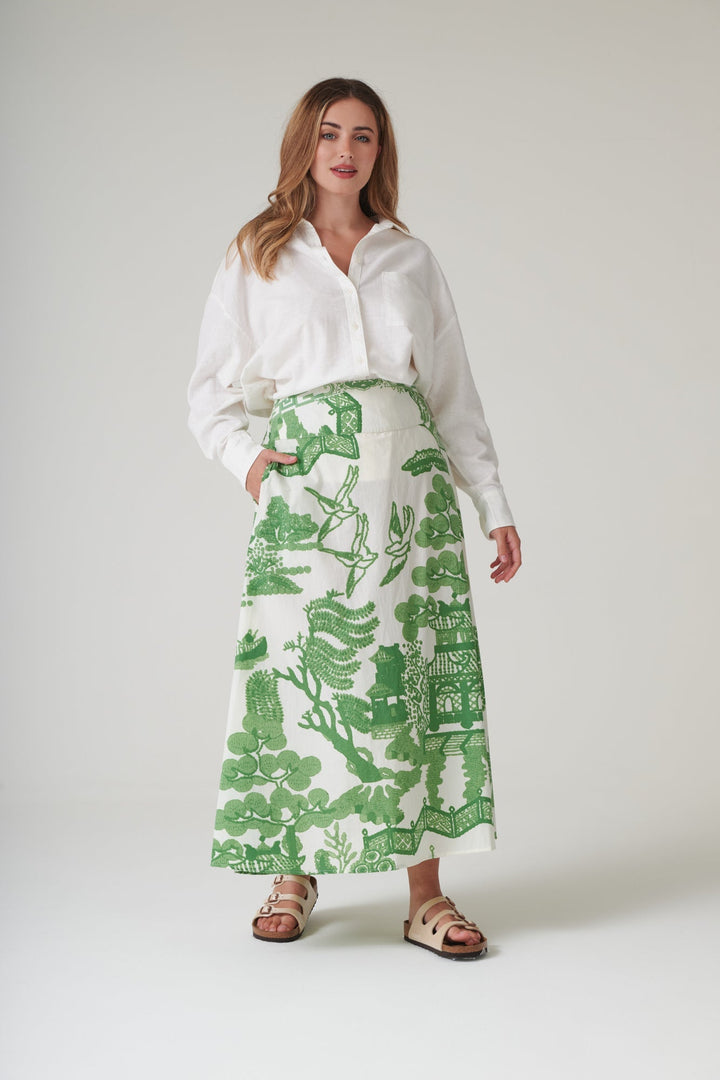Giant Willow Green A - line Maxi Skirt - One Hundred Stars