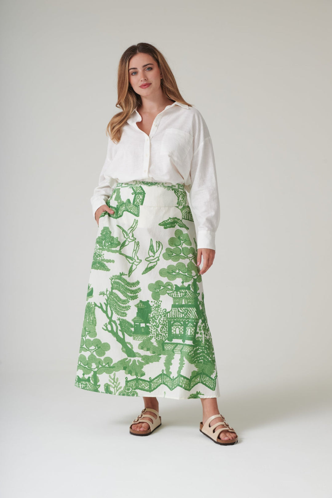 Giant Willow Green A - line Maxi Skirt - One Hundred Stars