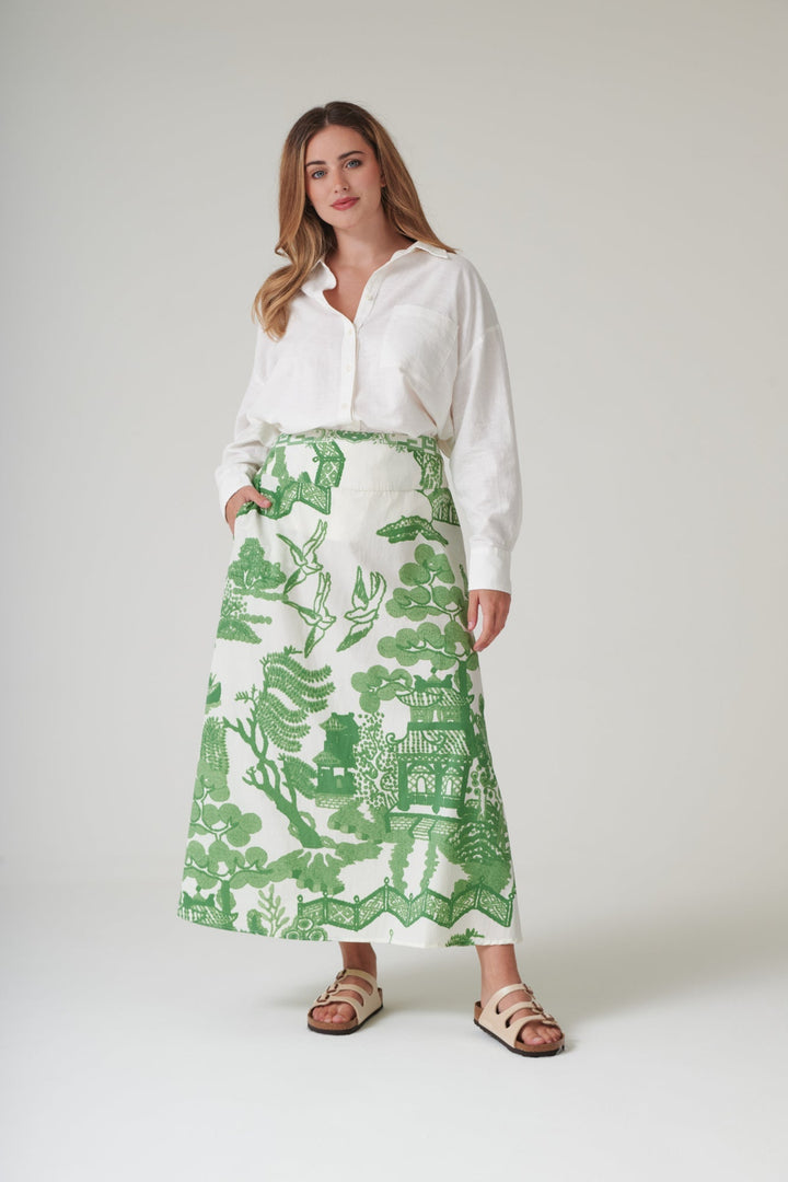 Giant Willow Green A - line Maxi Skirt - One Hundred Stars