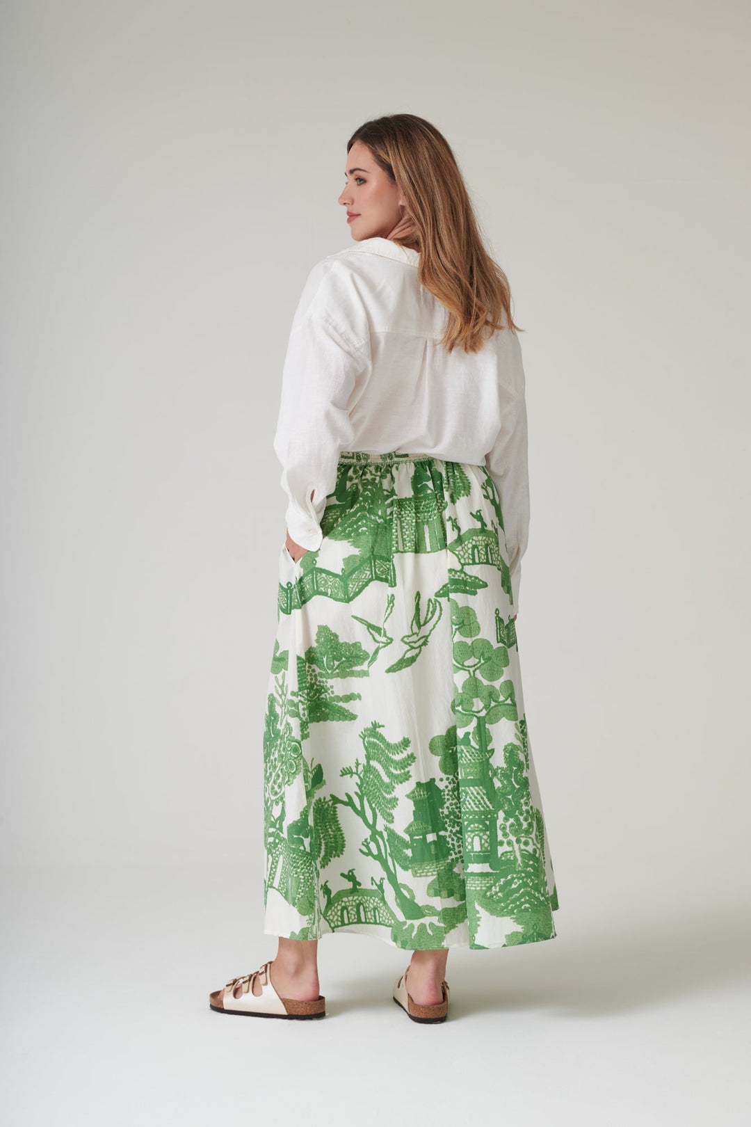 Giant Willow Green A - line Maxi Skirt - One Hundred Stars