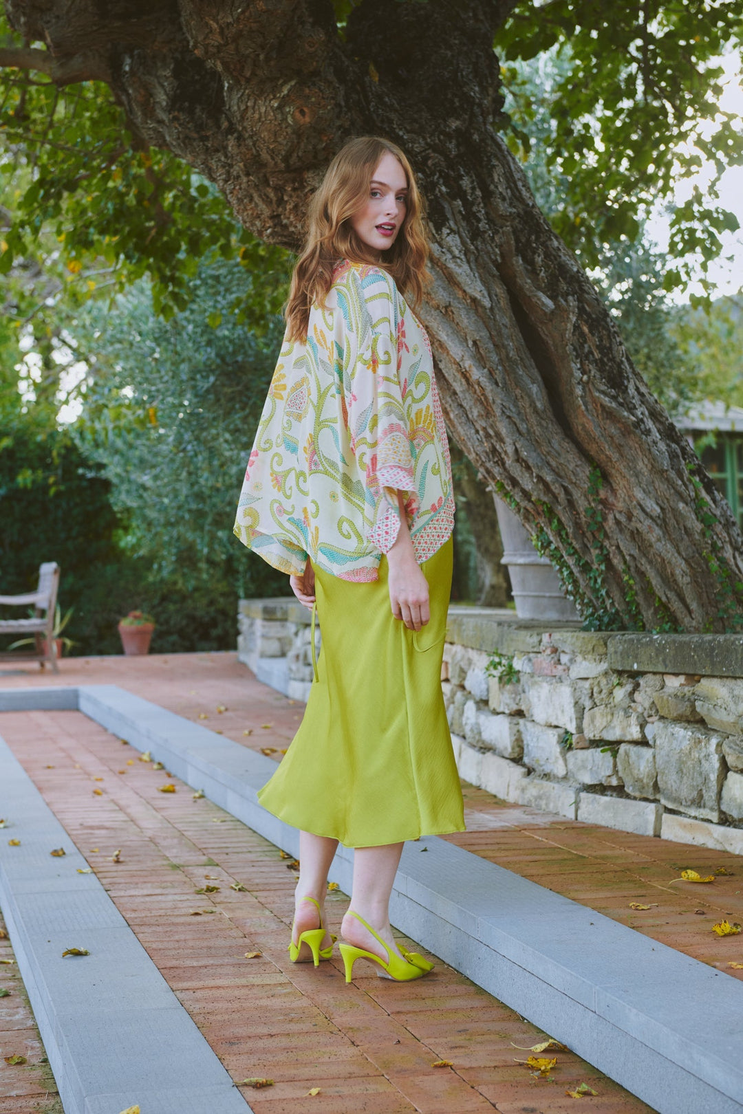 Giant Kantha Lime Kimono - One Hundred Stars