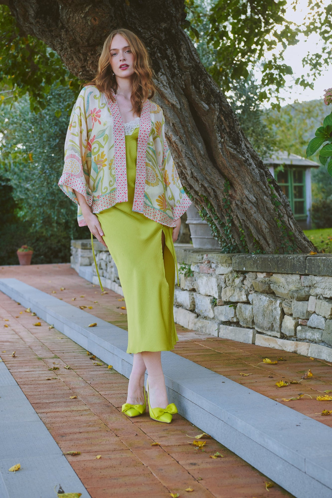 Giant Kantha Lime Kimono - One Hundred Stars