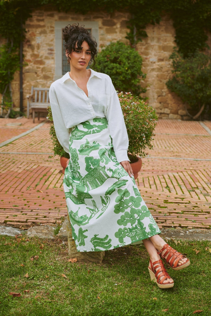 Giant Willow Green A - line Maxi Skirt - One Hundred Stars
