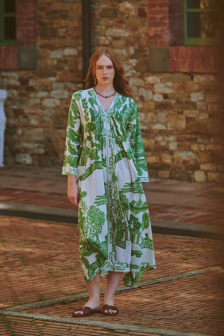 Giant Willow Green Pinch Pleat Dress - One Hundred Stars