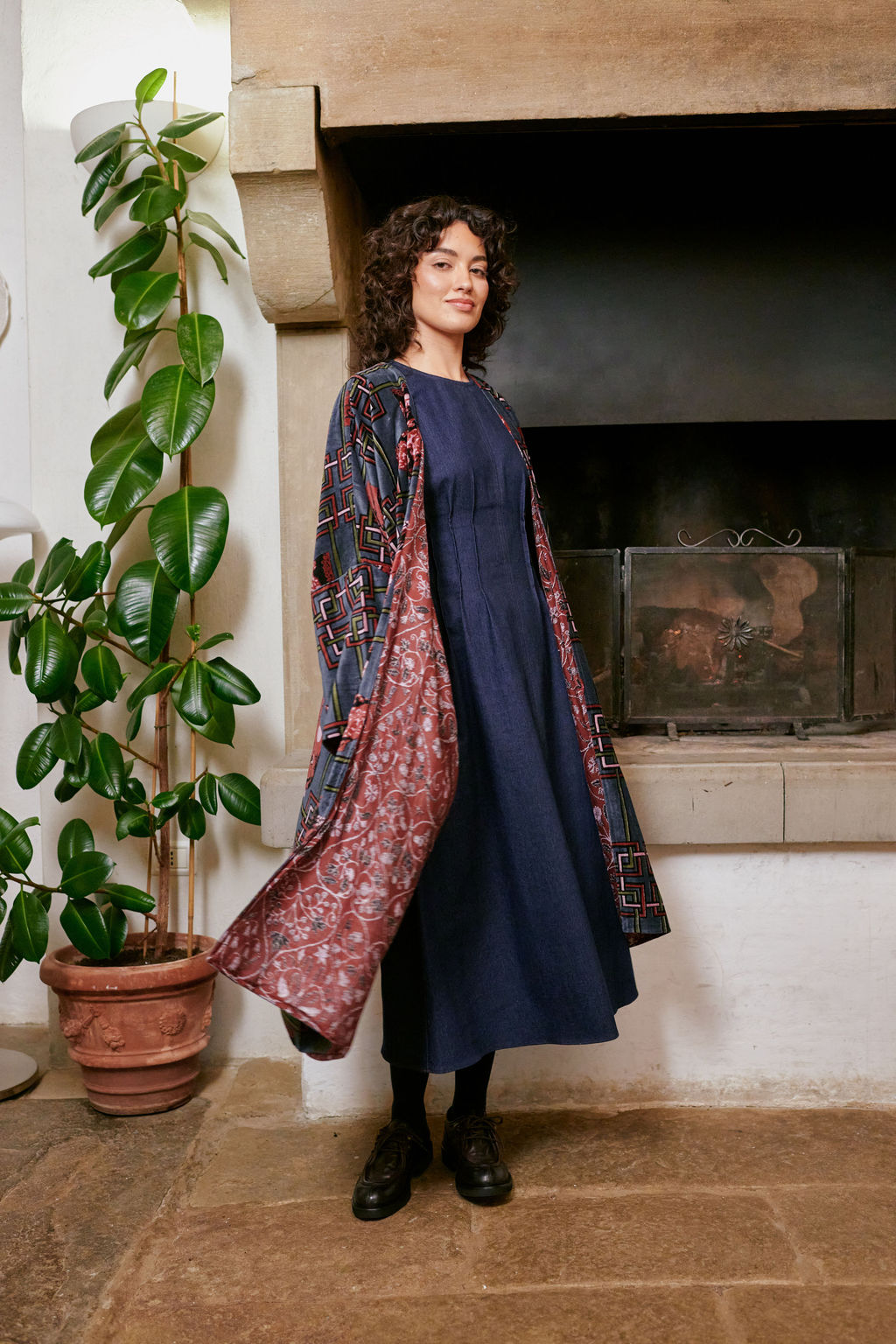 Ginger Jar Grey Velvet Grande Kimono