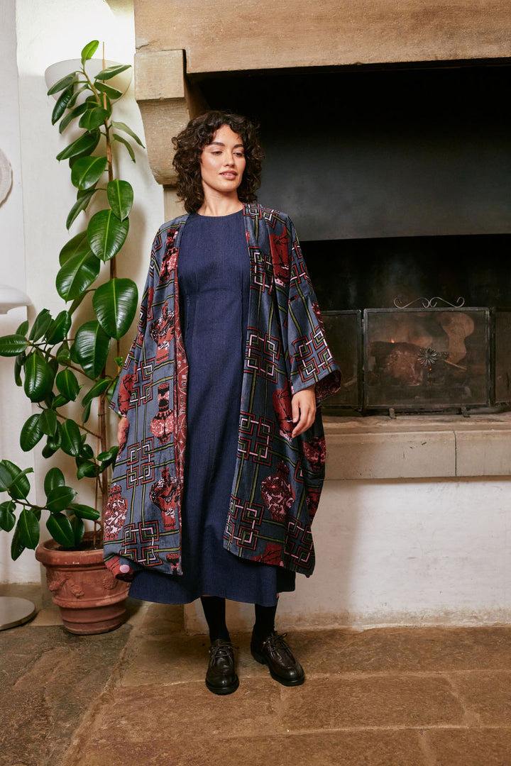 Ginger Jar Grey Velvet Grande Kimono