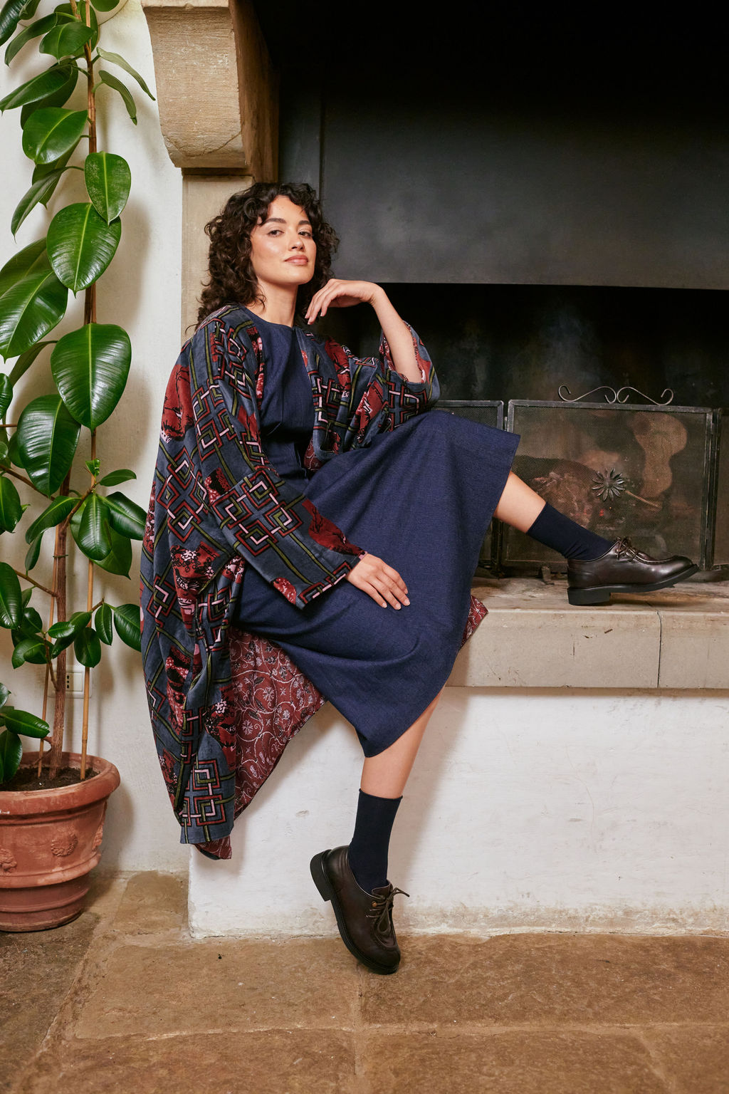 Ginger Jar Grey Velvet Grande Kimono