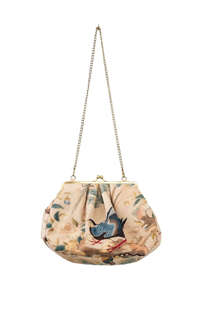 Hummingbird Nude Kiss Lock Clutch Bag