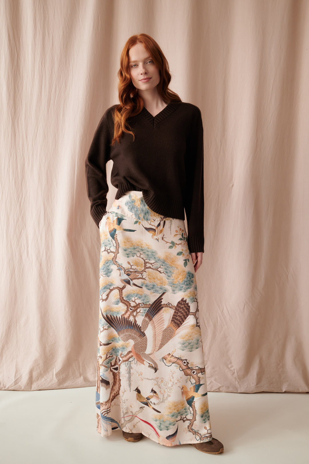 Hummingbird Nude A-line Maxi Skirt