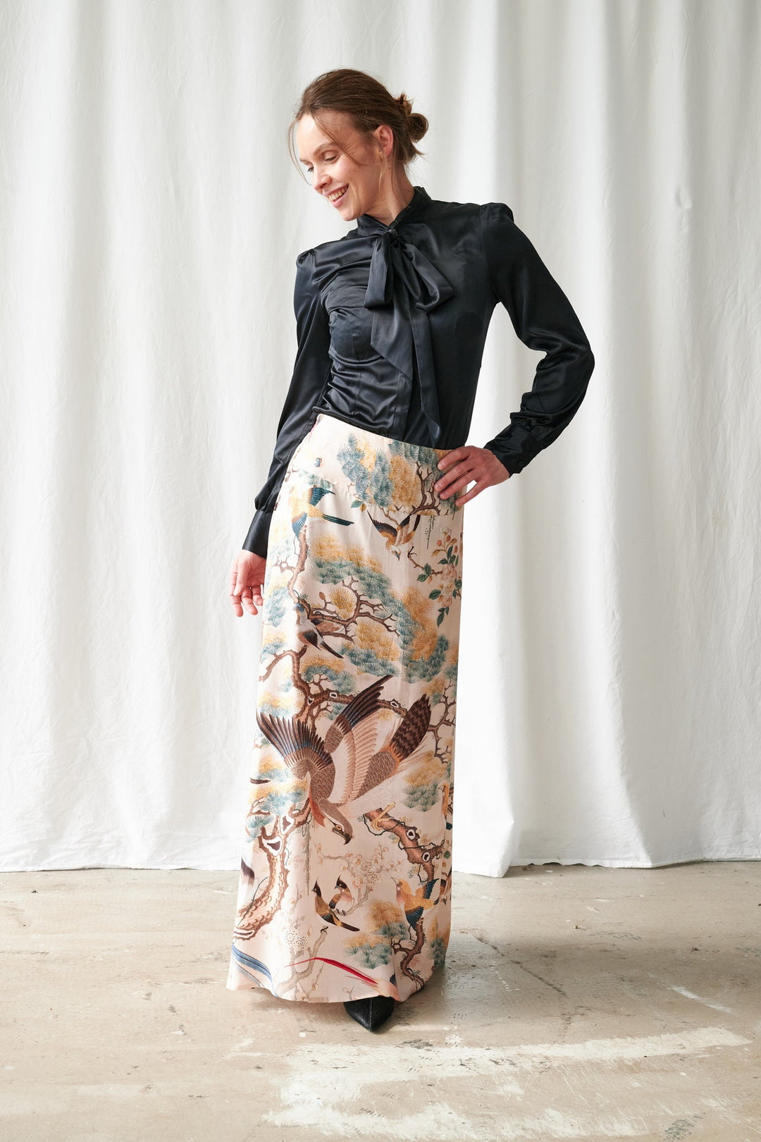 Hummingbird Nude A-line Maxi Skirt