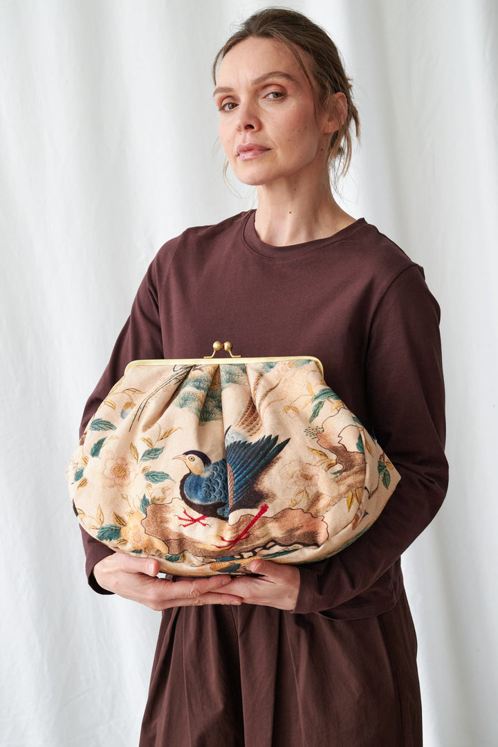 Hummingbird Nude Kiss Lock Clutch Bag