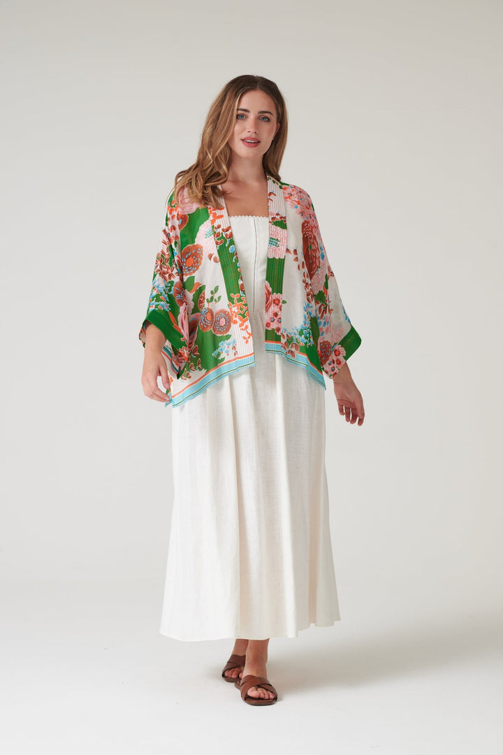 Kitsch Bouquet Green Kimono - One Hundred Stars