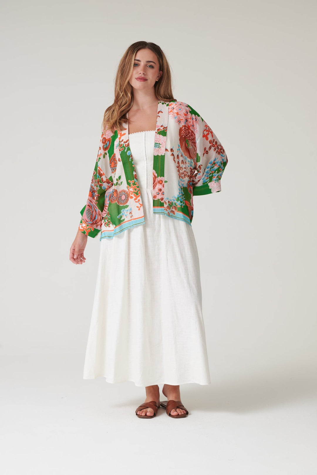 Kitsch Bouquet Green Kimono - One Hundred Stars