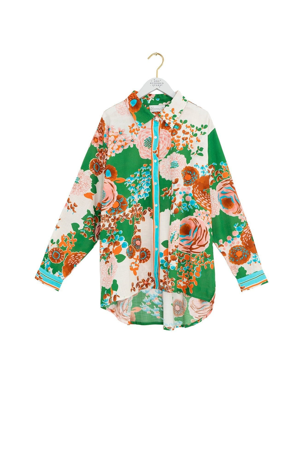 Kitsch Bouquet Green Oversized Shirt - One Hundred Stars