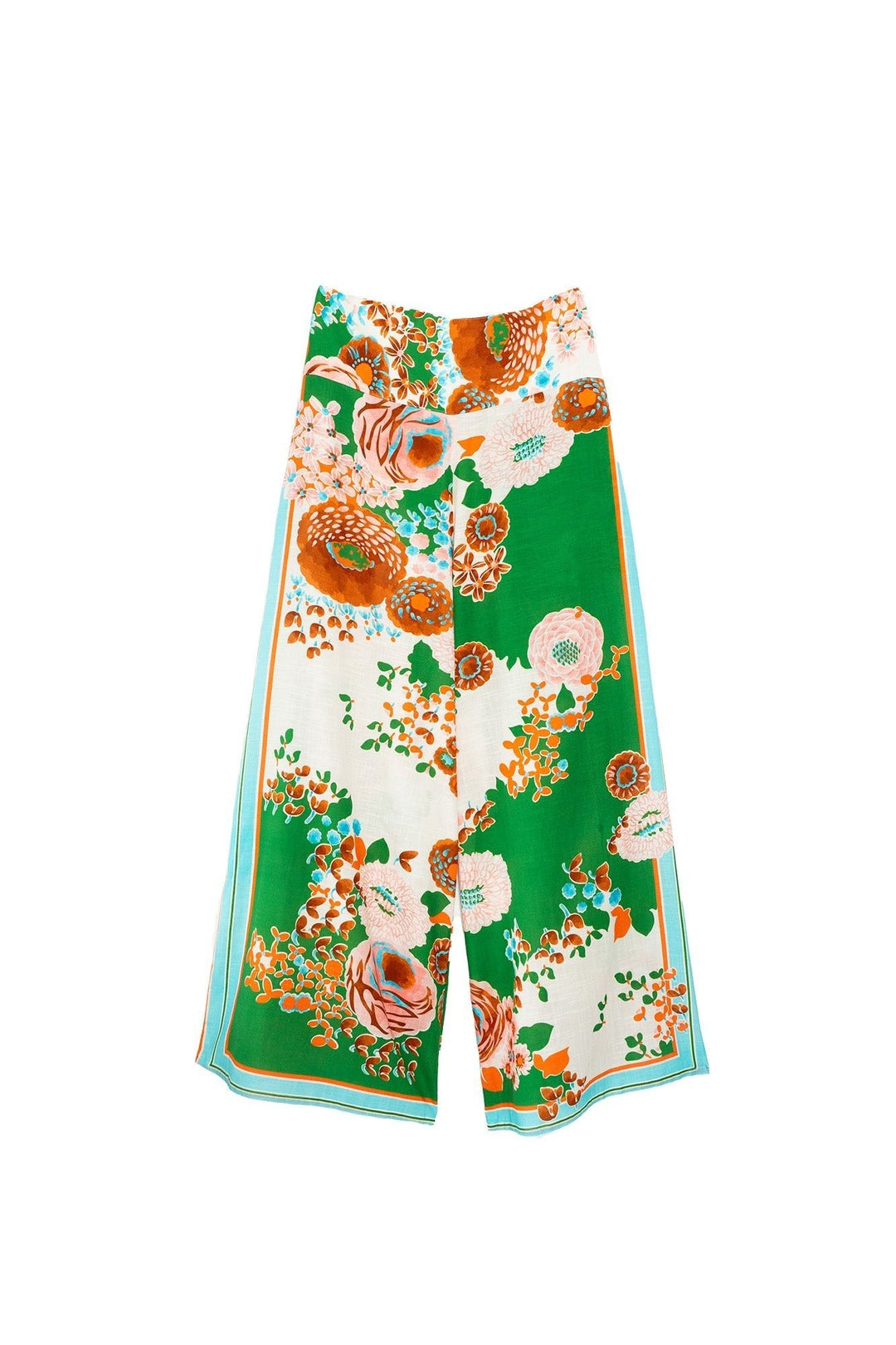 Kitsch Bouquet Green Palazzo Pants - One Hundred Stars