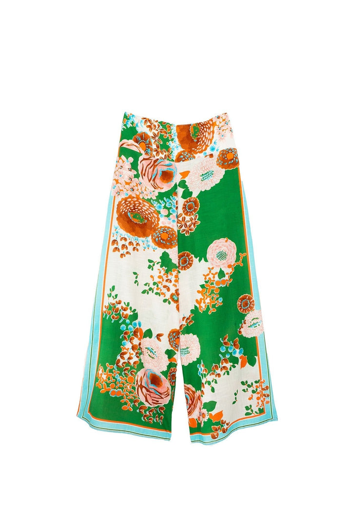 Kitsch Bouquet Green Palazzo Pants - One Hundred Stars