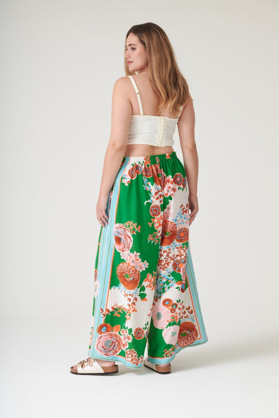Kitsch Bouquet Green Palazzo Pants - One Hundred Stars