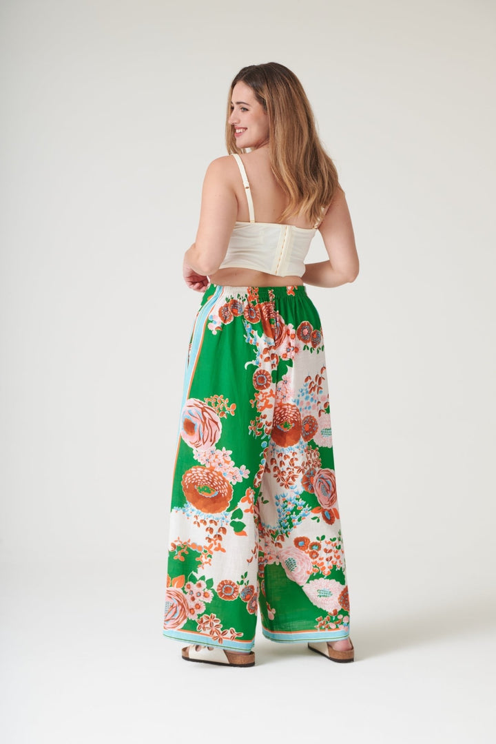 Kitsch Bouquet Green Palazzo Pants - One Hundred Stars
