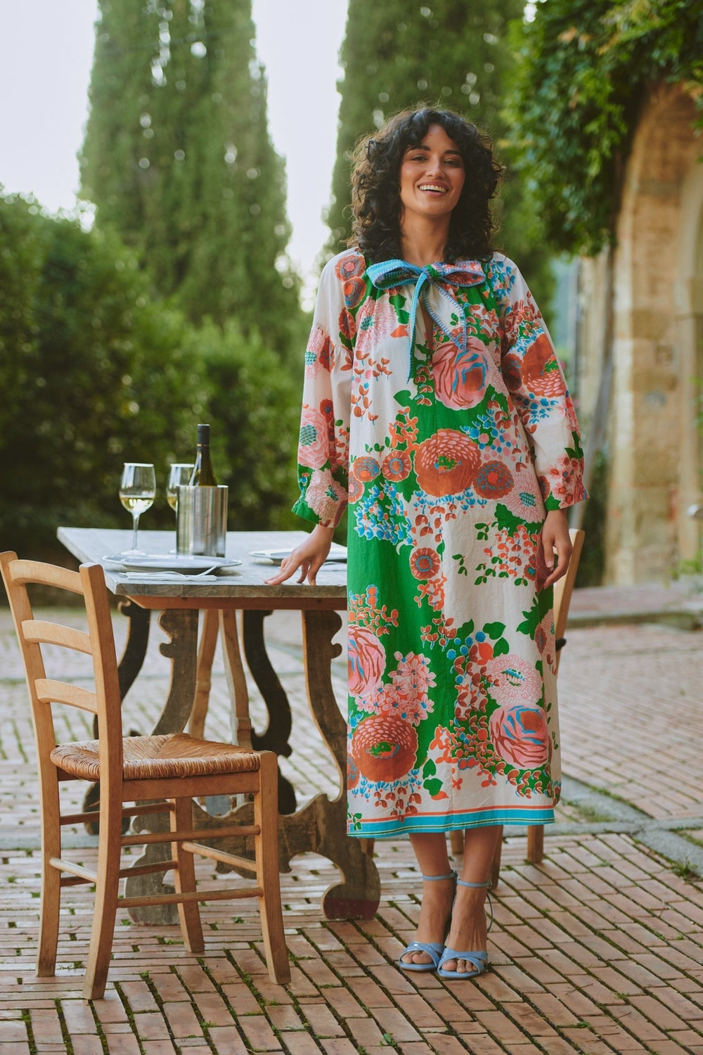 Kitsch Bouquet Green Tie Dress - One Hundred Stars