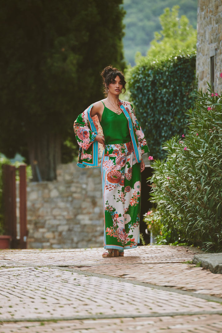 Kitsch Bouquet Green Palazzo Pants - One Hundred Stars
