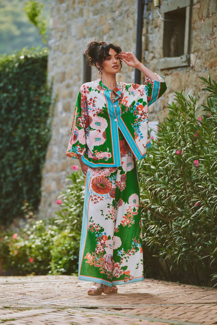 Kitsch Bouquet Green Palazzo Pants - One Hundred Stars