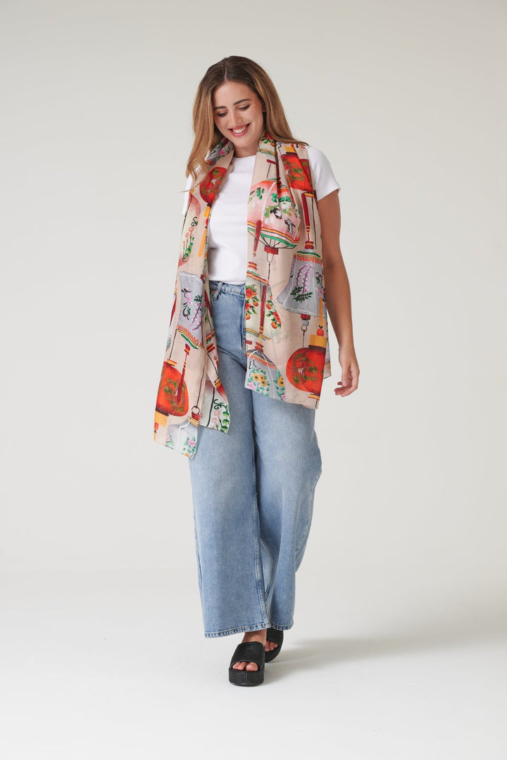 Lanterns Red Scarf - One Hundred Stars