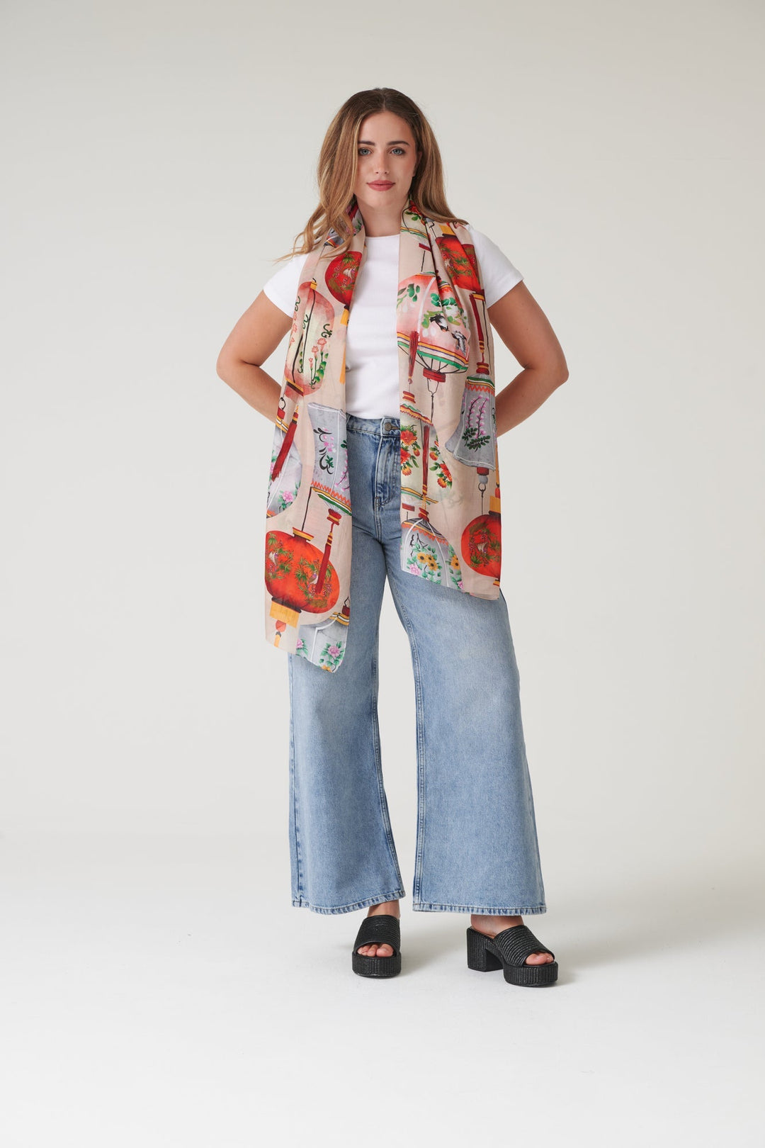 Lanterns Red Scarf - One Hundred Stars