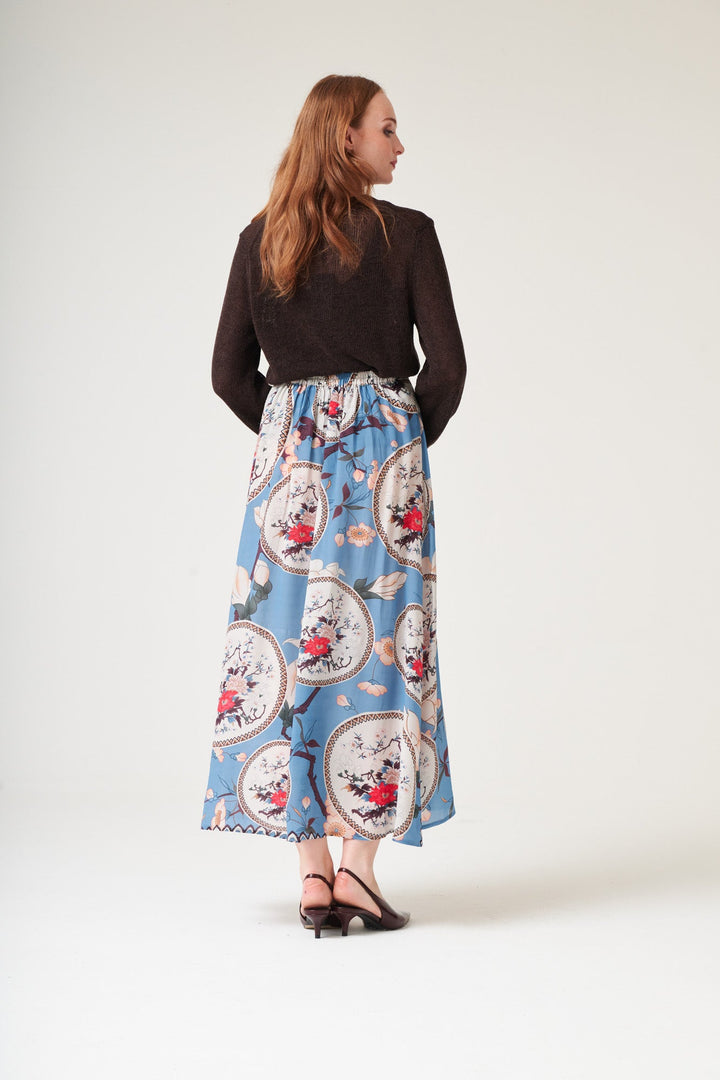 Magnolia Plates Blue A-line Maxi Skirt