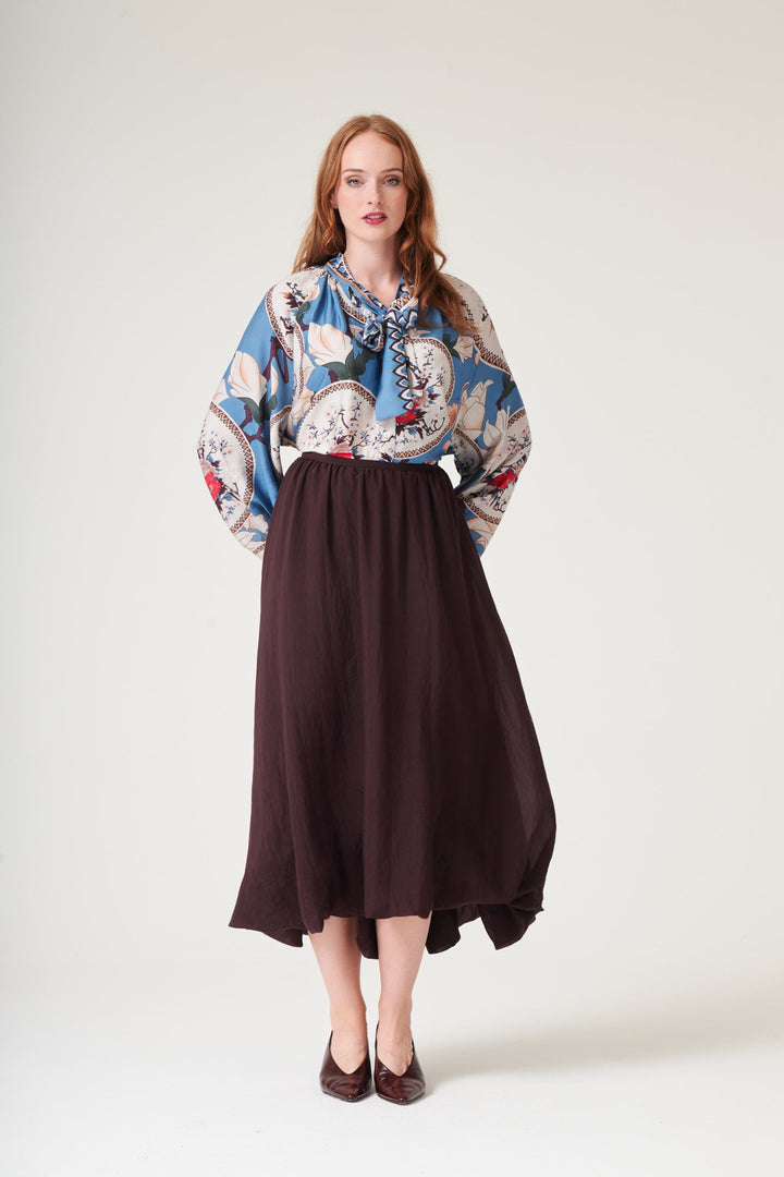 Magnolia Plates Blue PussyBow Blouse