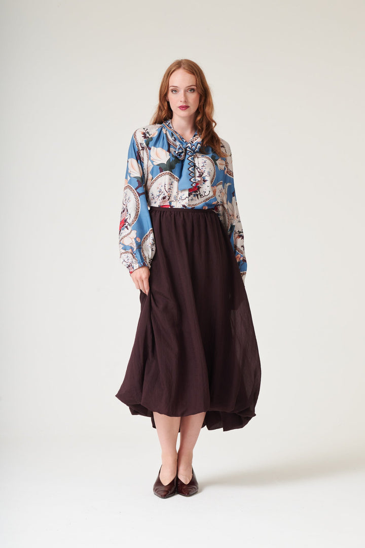 Magnolia Plates Blue PussyBow Blouse