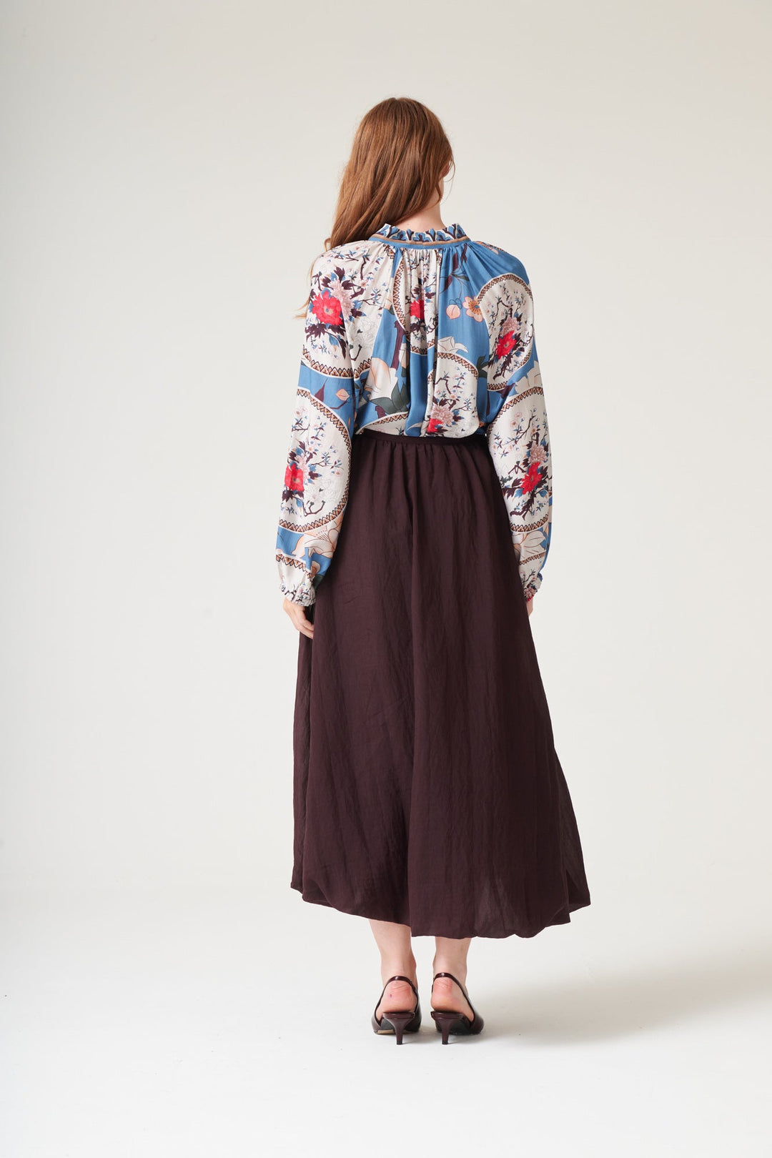 Magnolia Plates Blue PussyBow Blouse