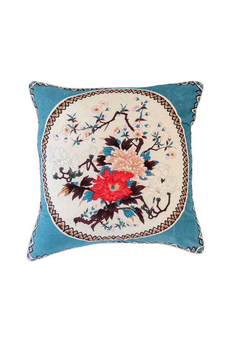 Magnolia Plates Blue Cushion Cover