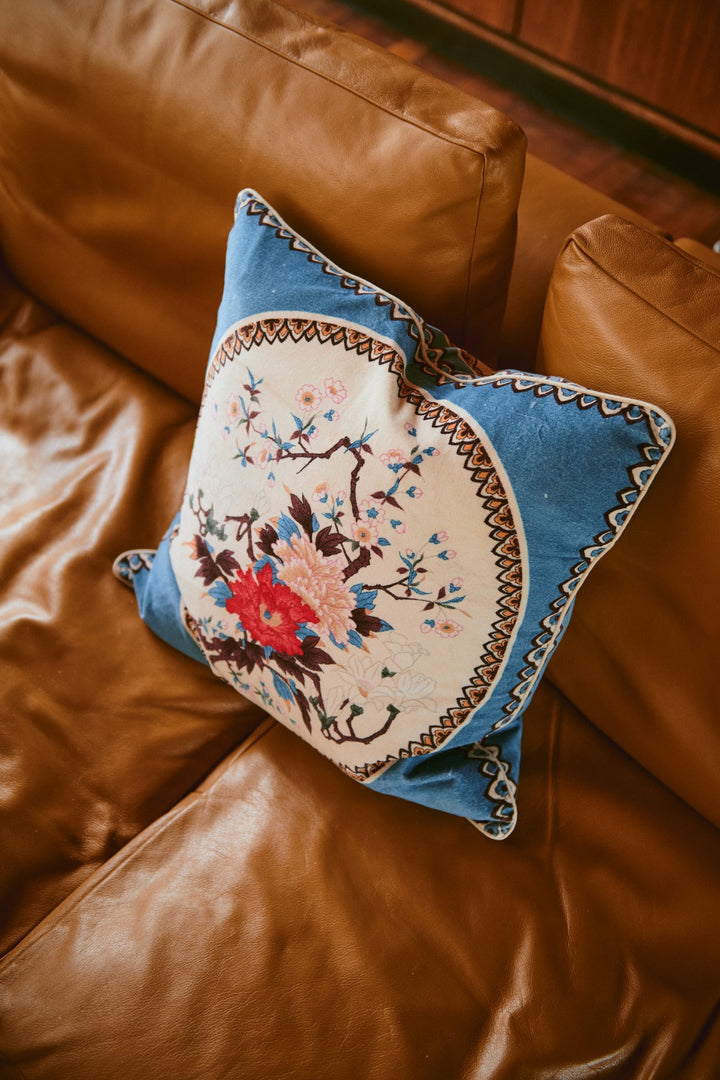 Magnolia Plates Blue Cushion Cover
