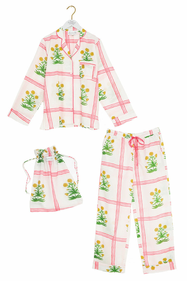 Marigold Check Pink Cotton Pyjama Set