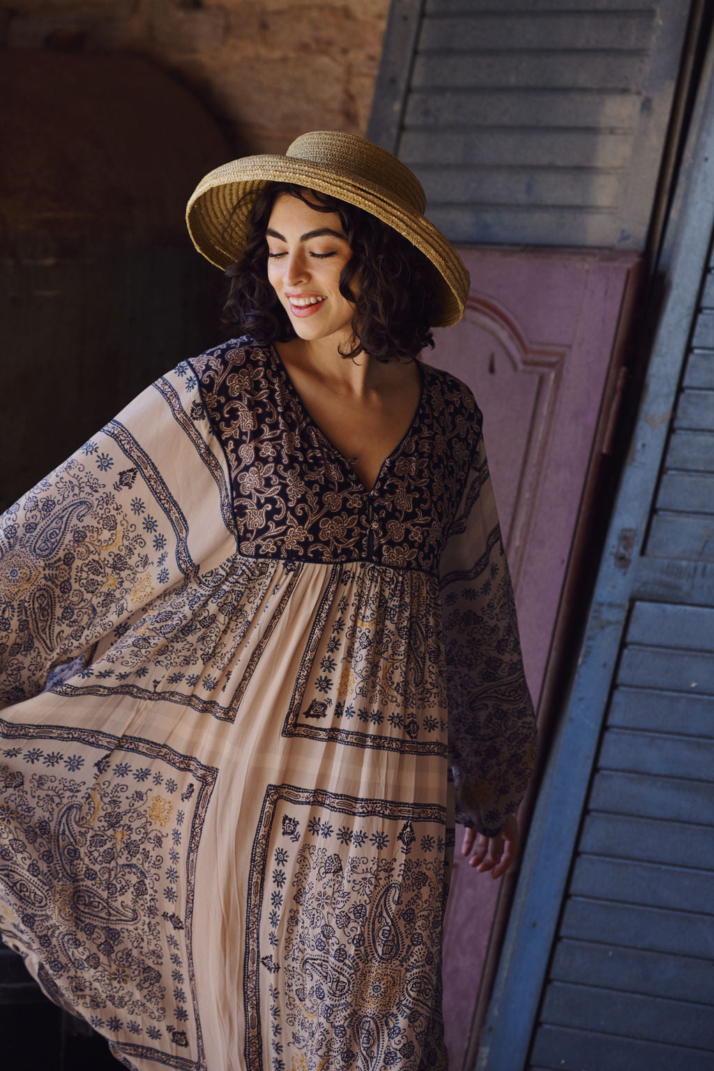 Mehndi Blue Boho Dress