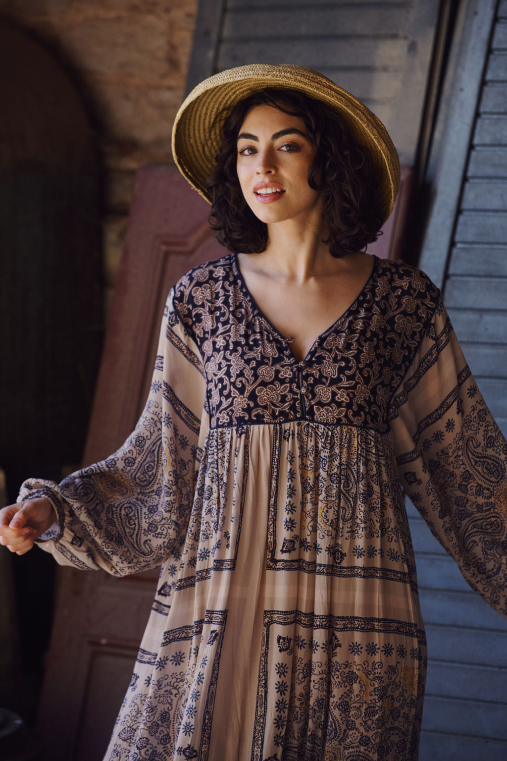 Mehndi Blue Boho Dress