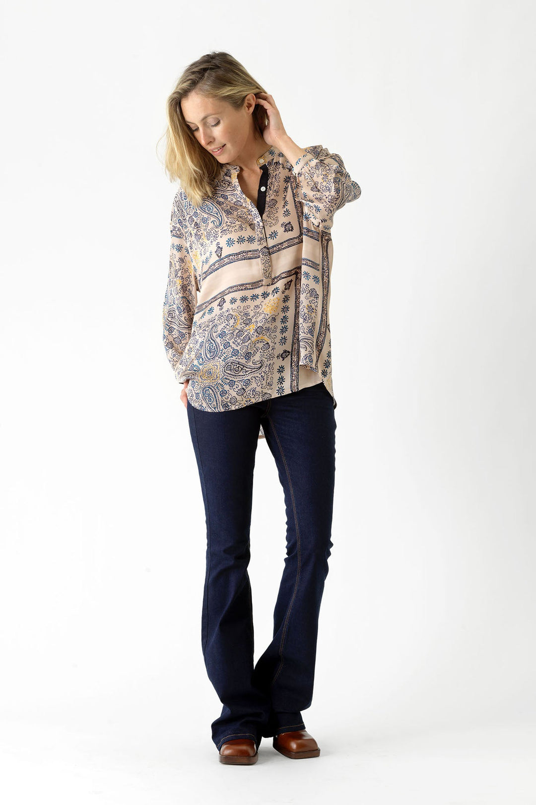 Mehndi Blue Darcy Shirt - One Hundred Stars
