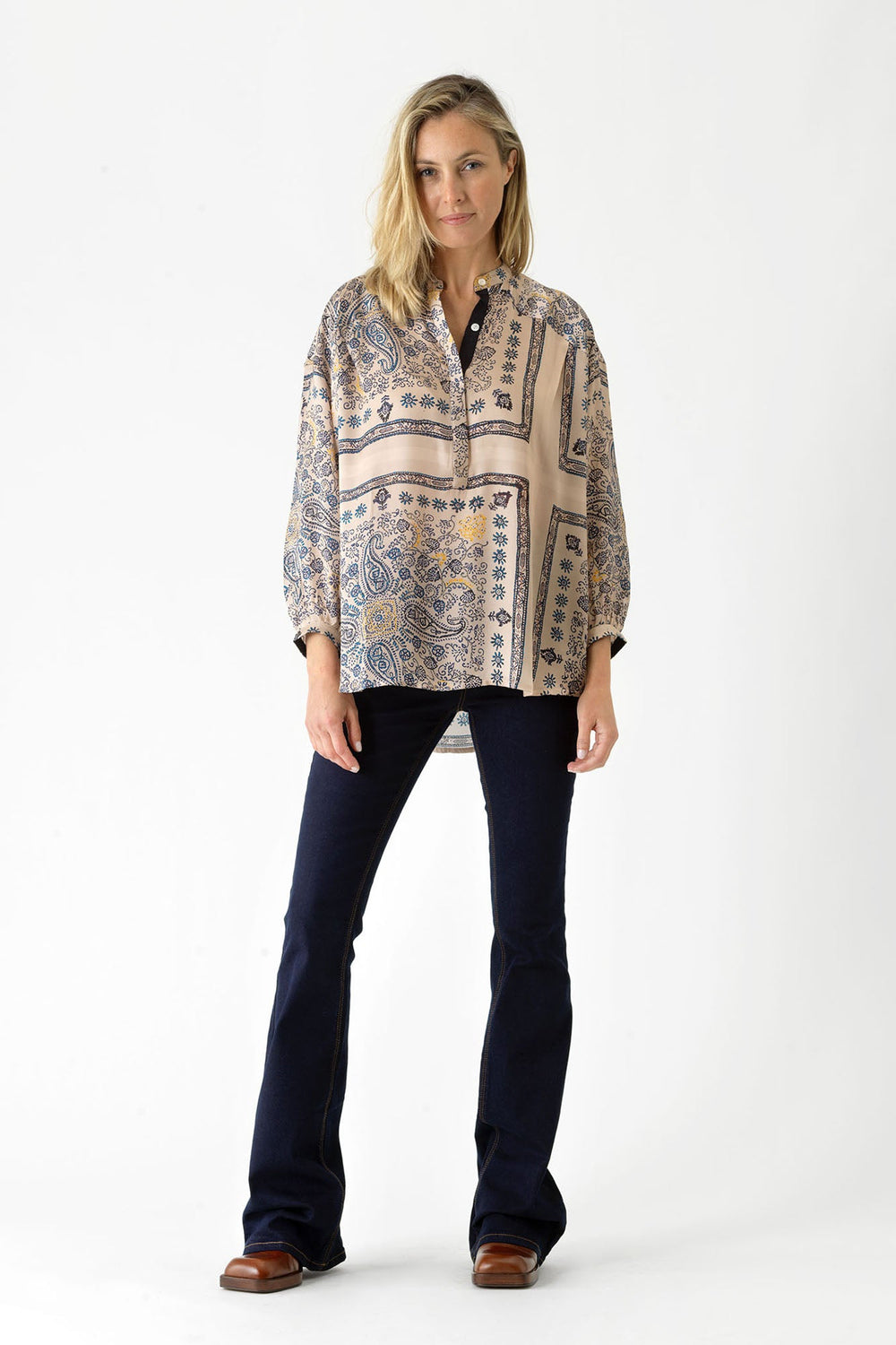Mehndi Blue Darcy Shirt - One Hundred Stars