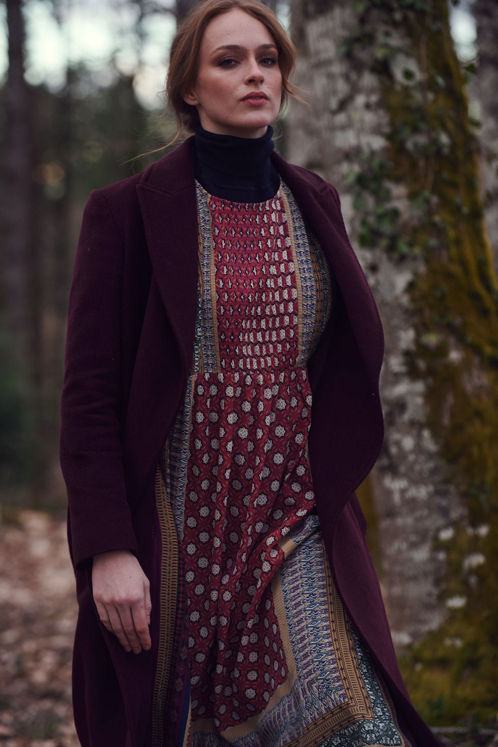 Moorish Burgundy Pleat Dress