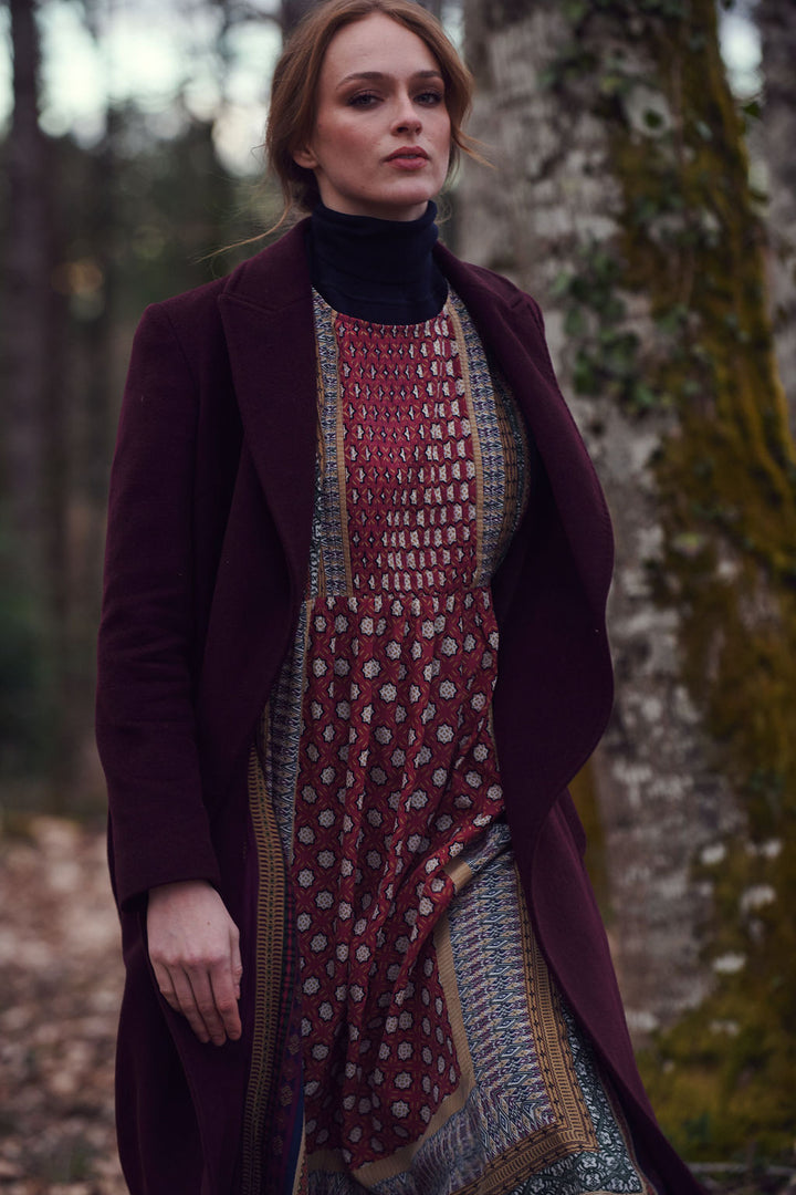 Moorish Burgundy Pleat Dress