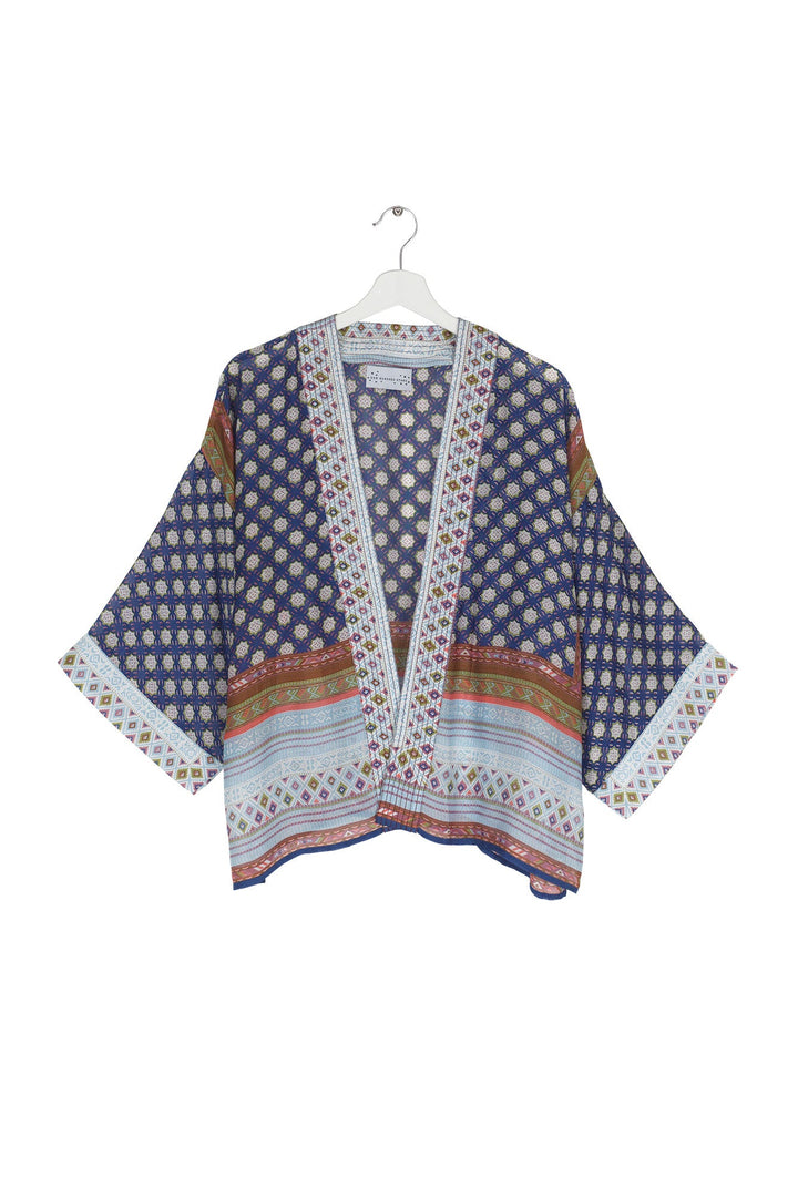Women's short kimono in indigo with moorish print by One Hundred Stars
