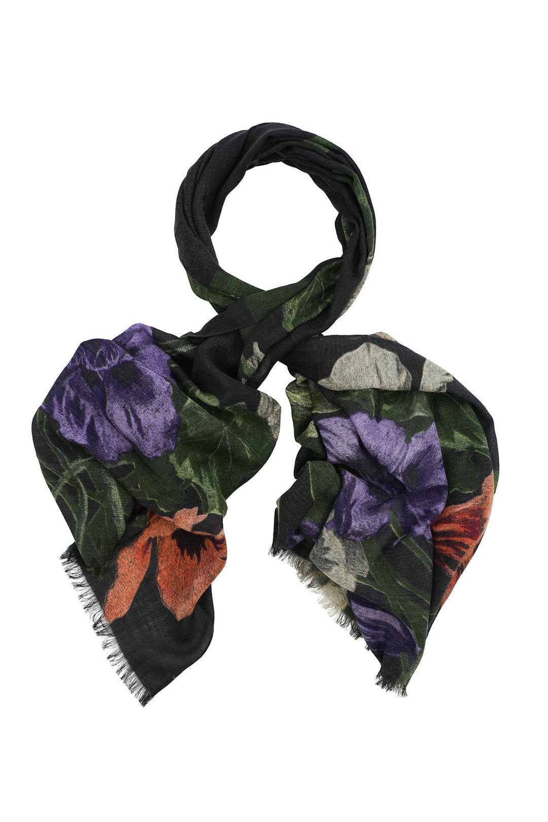 Nasturtium Black Wool Scarf