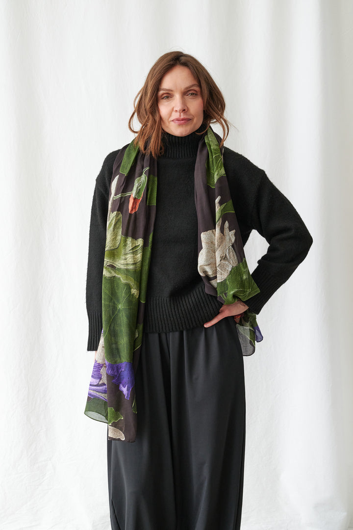 Nasturtium Black Scarf
