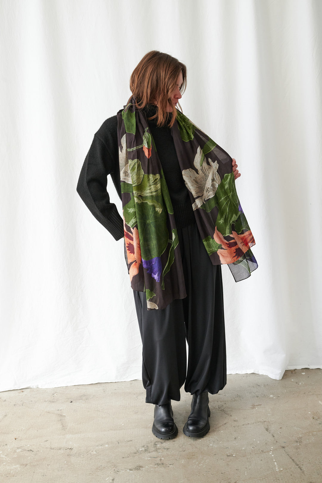 Nasturtium Black Scarf