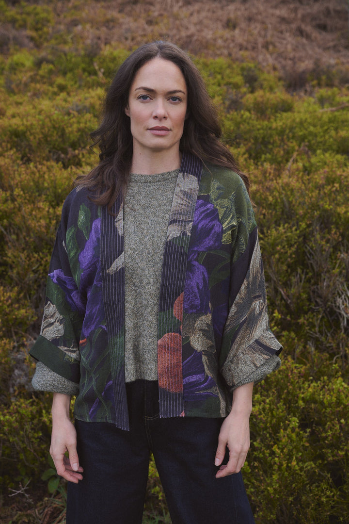 Nasturtium Black Wool Kimono