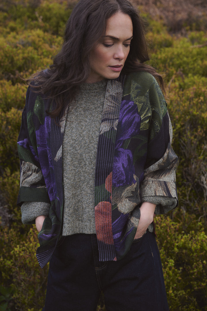Nasturtium Black Wool Kimono